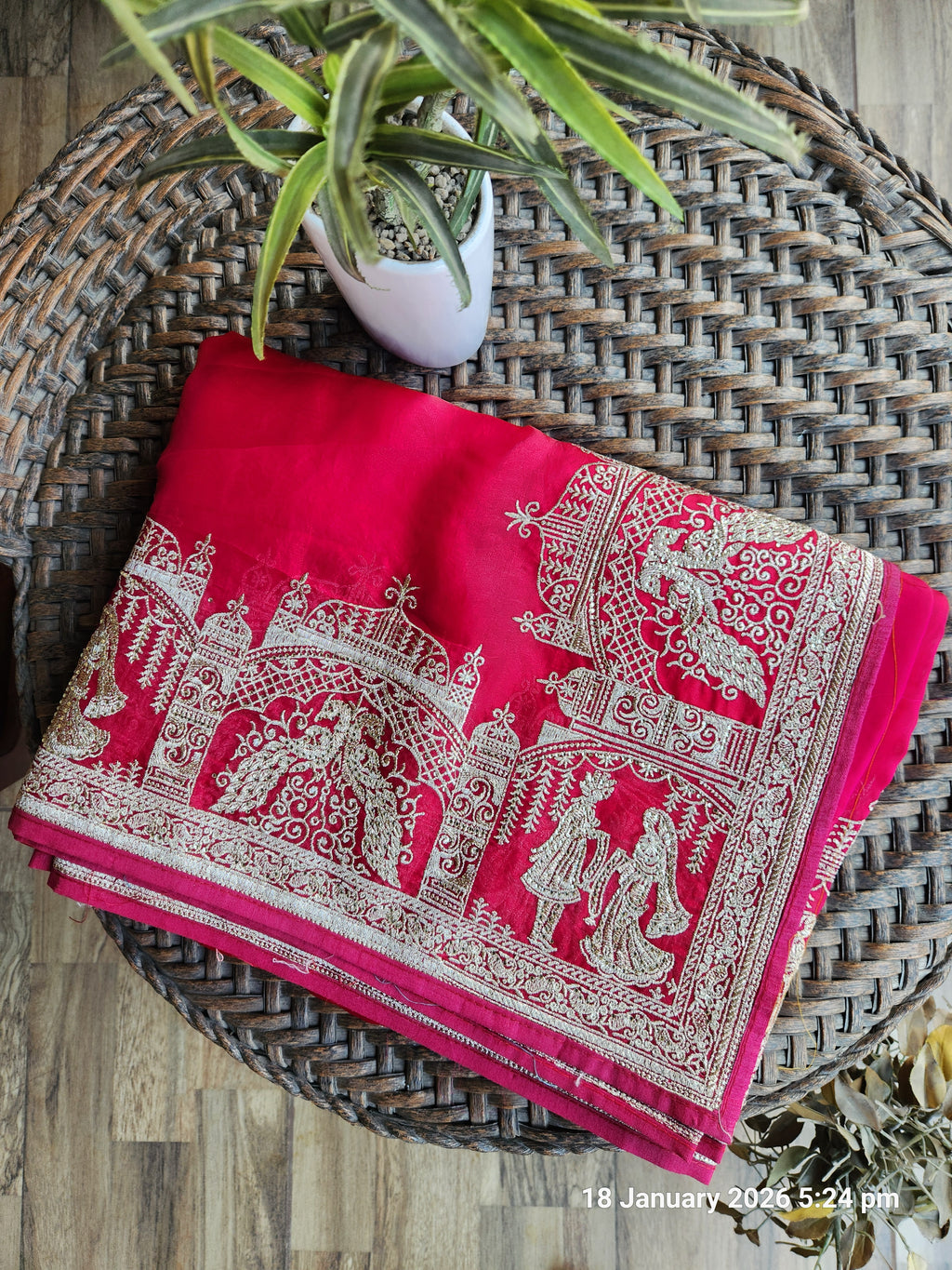Kalyanam Theme Wedding Saree - Rani