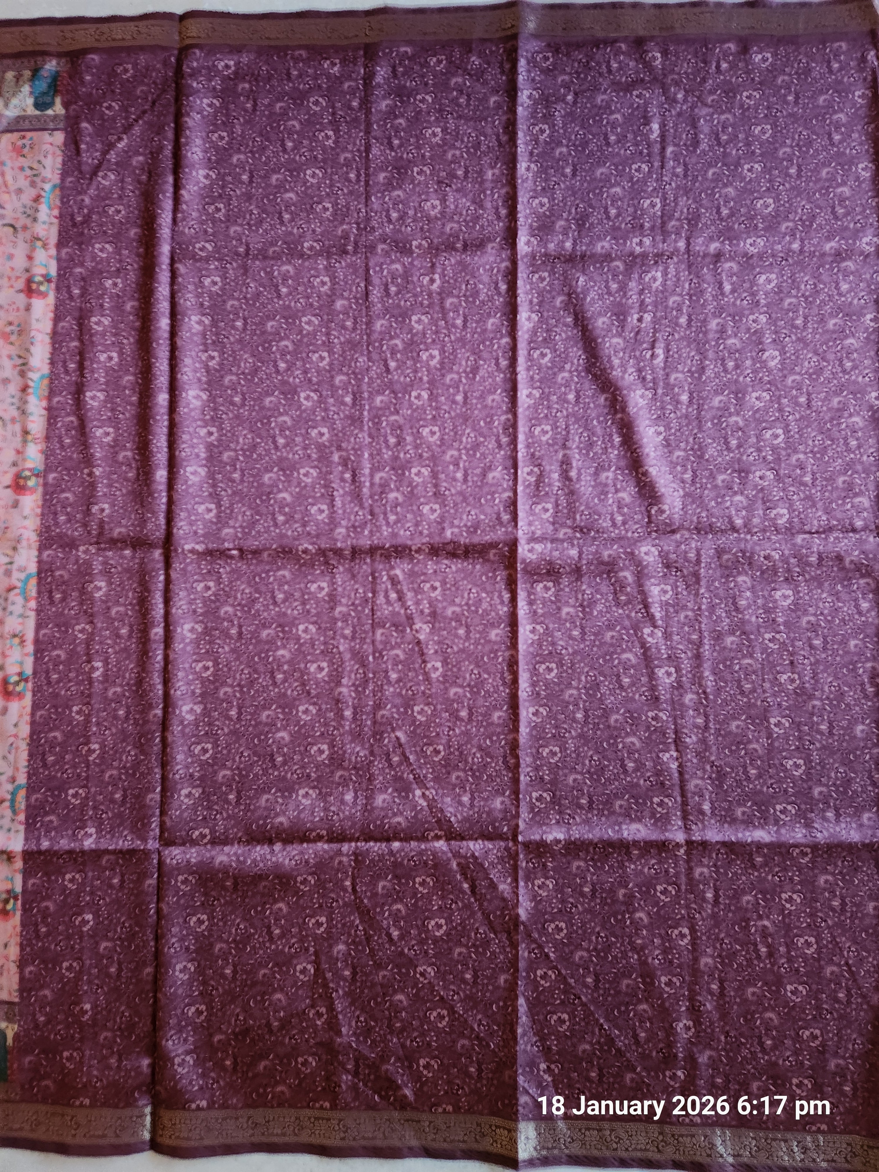 Classic Pastel Floral Saree with Detailed Pallu Design - Pink