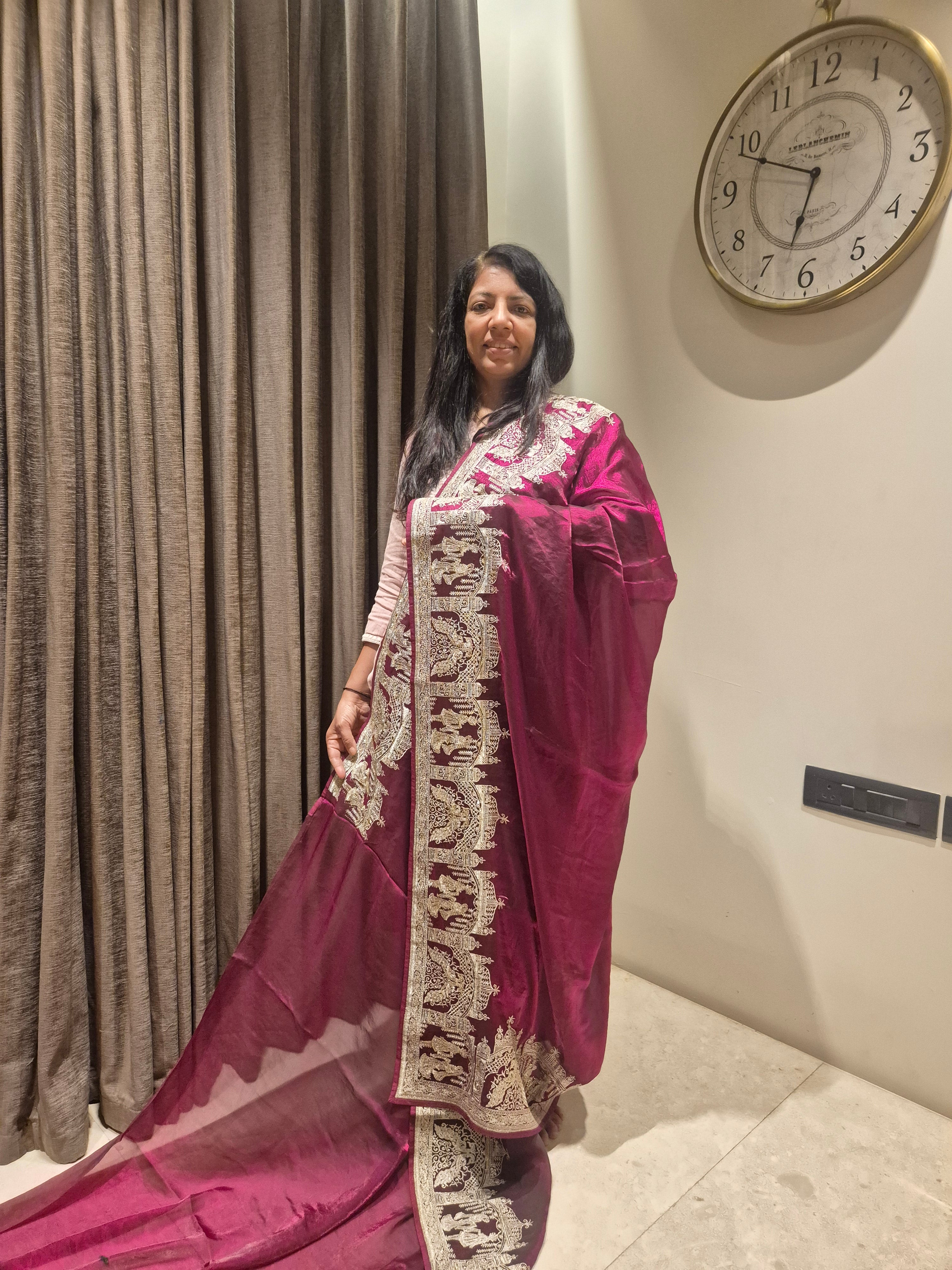 Kalyanam Theme Wedding Saree - Wine