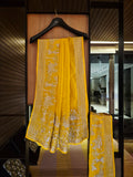 Royal Darbar Hand Embroidered Saree in  - Yellow