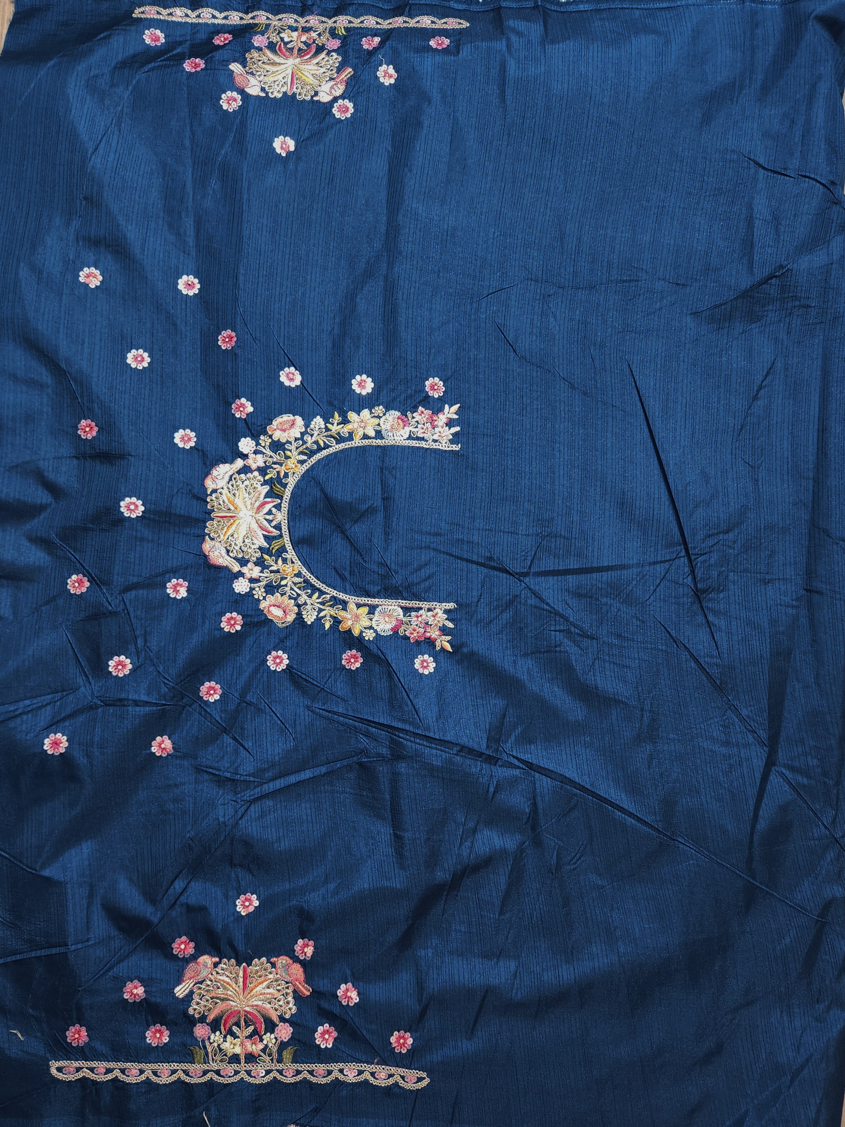 Pearl Mist Saree with Ziraf Work Embroidery Soft Sky Blue