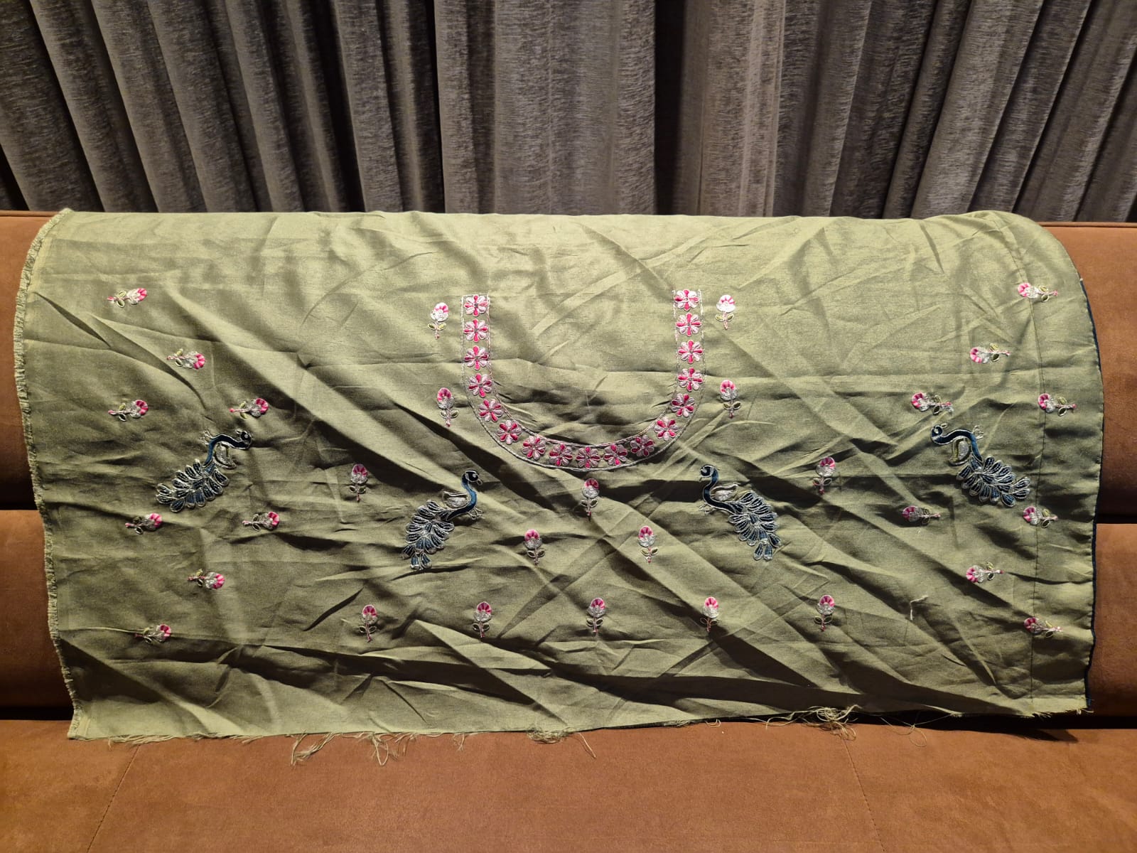 Peacock Garden: A Hand-Embroidered Heirloom Saree - Green