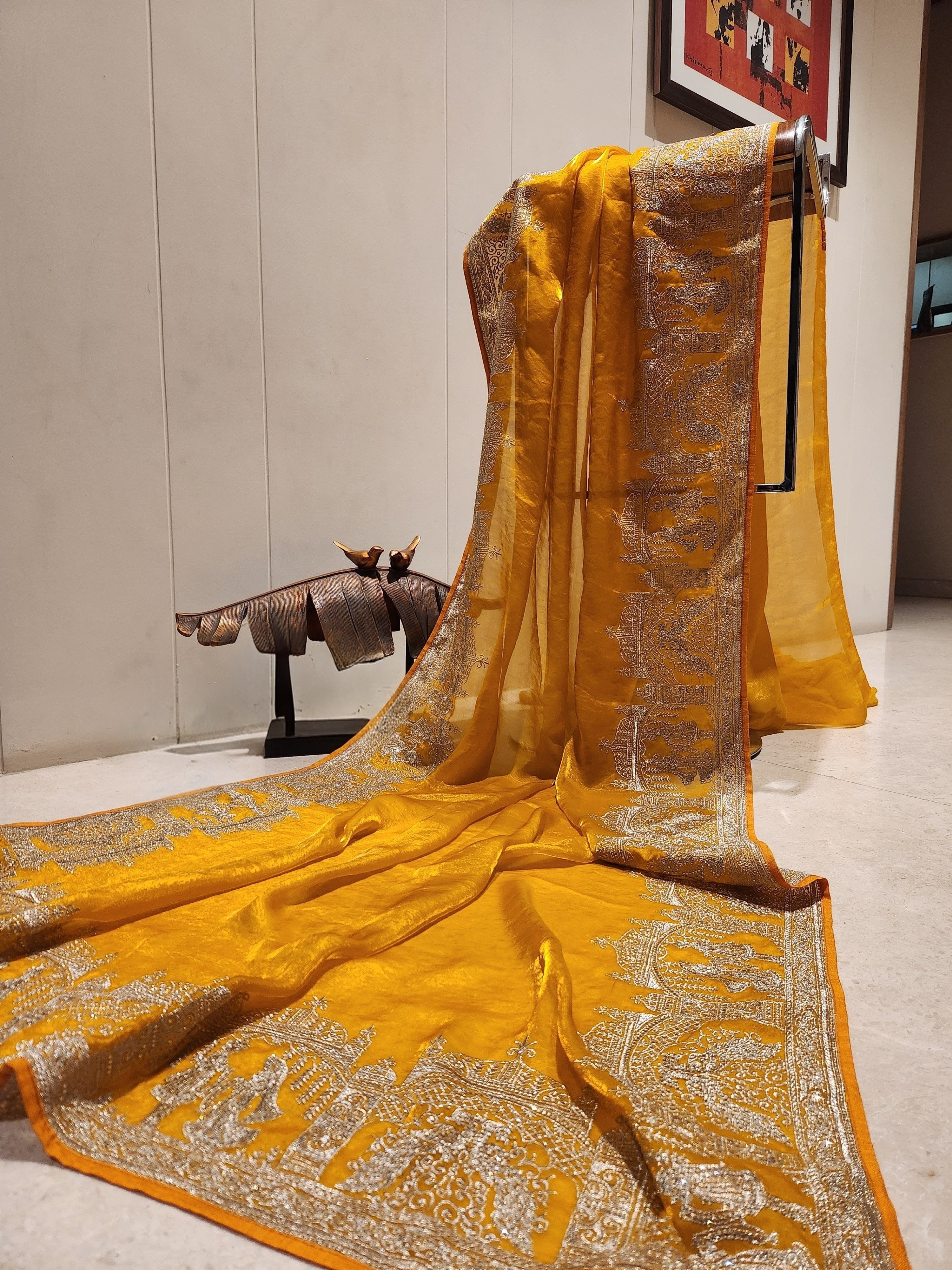 Kalyanam Theme Wedding Saree - Yellow