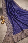 Royal Neel Banarasi Silk Saree with Antique Gold Zari