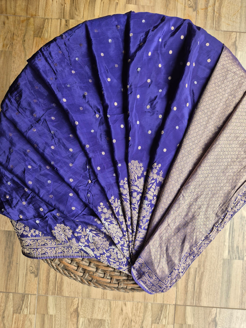 Royal Neel Banarasi Silk Saree with Antique Gold Zari