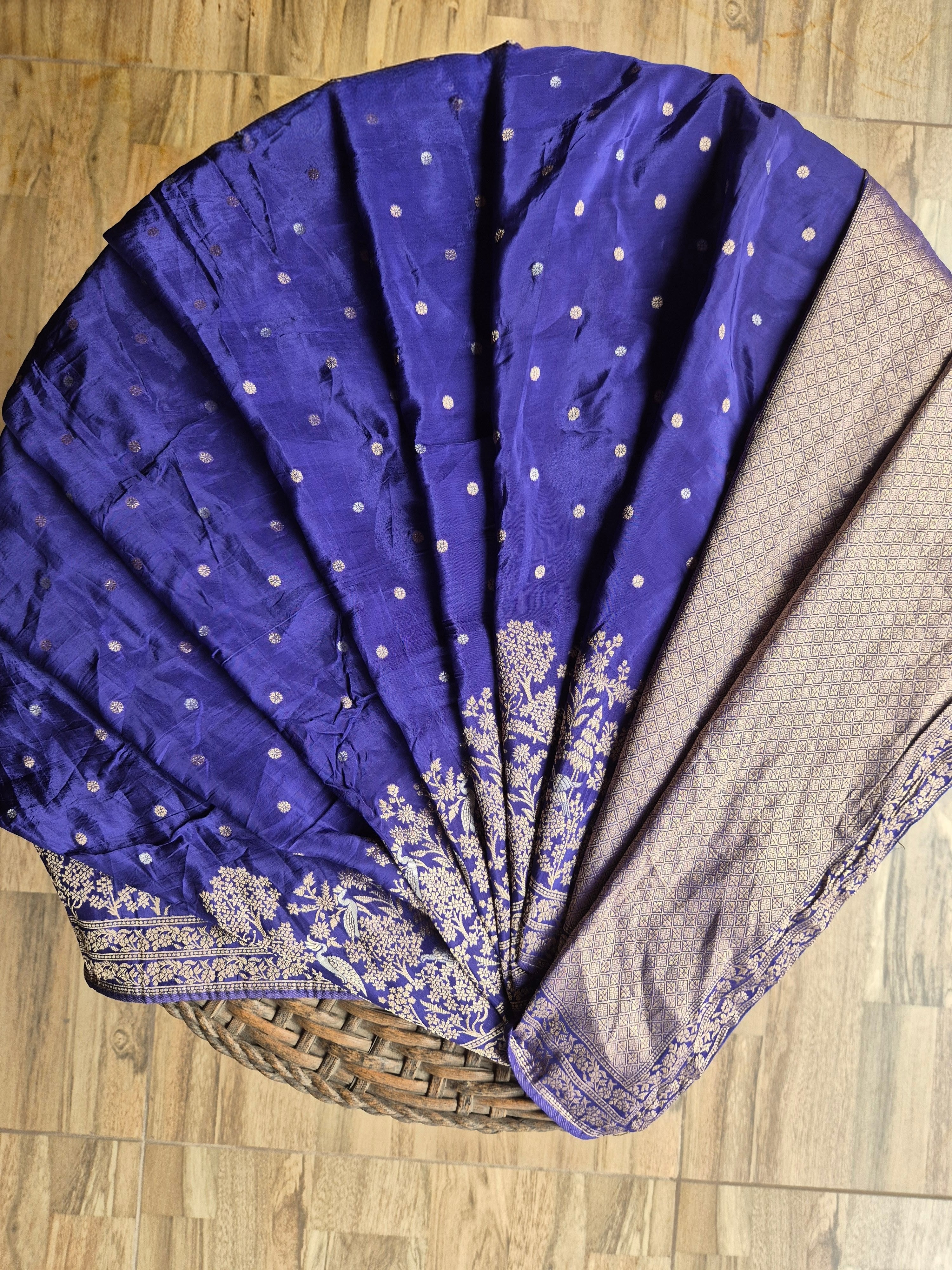 Royal Neel Banarasi Silk Saree with Antique Gold Zari