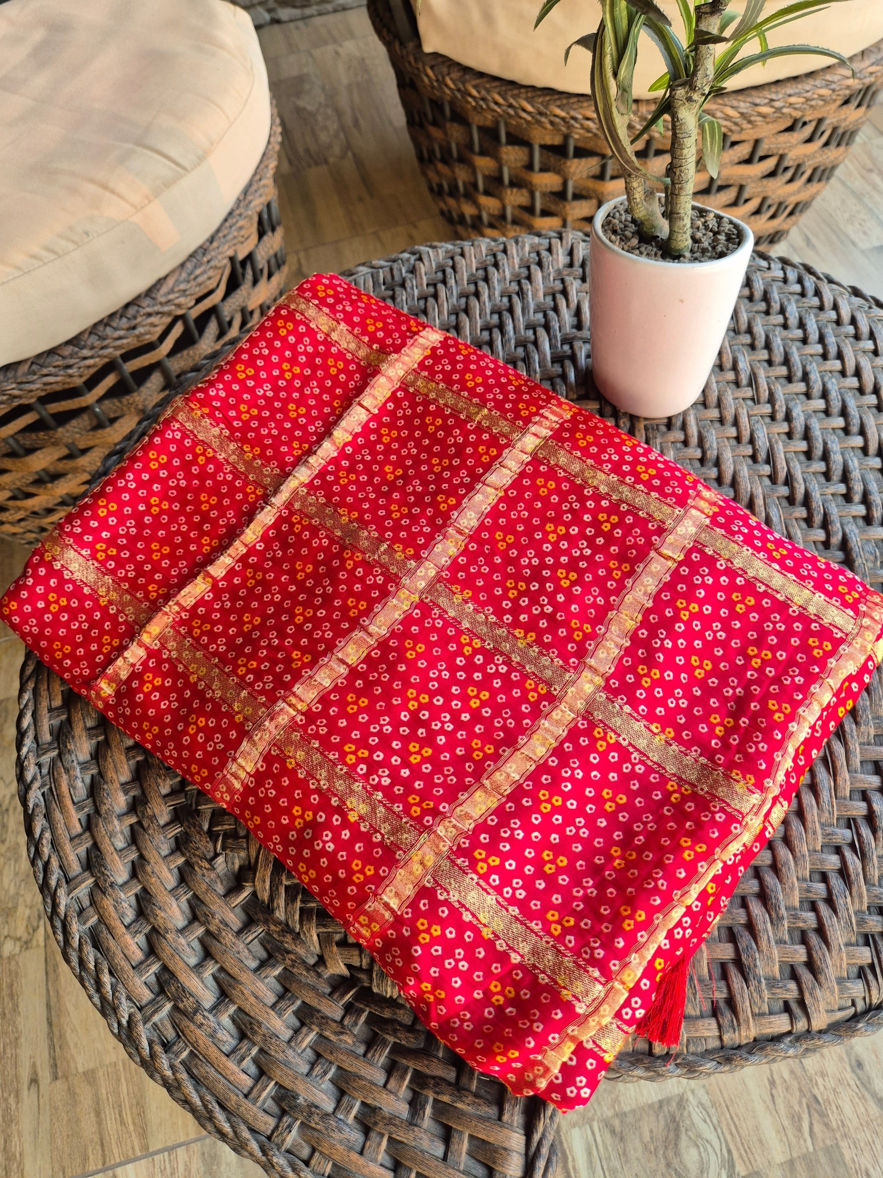 Gharchola Gaji Silk Sarees - RED